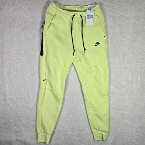 Nike Tech Fleece Jogger Sweatpants Barely Volt HV0959-736 Mens Medium Slim Fit - Picture 1 of 9